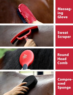 Furrishine horse grooming kit curry comb and hoof pick close up details.