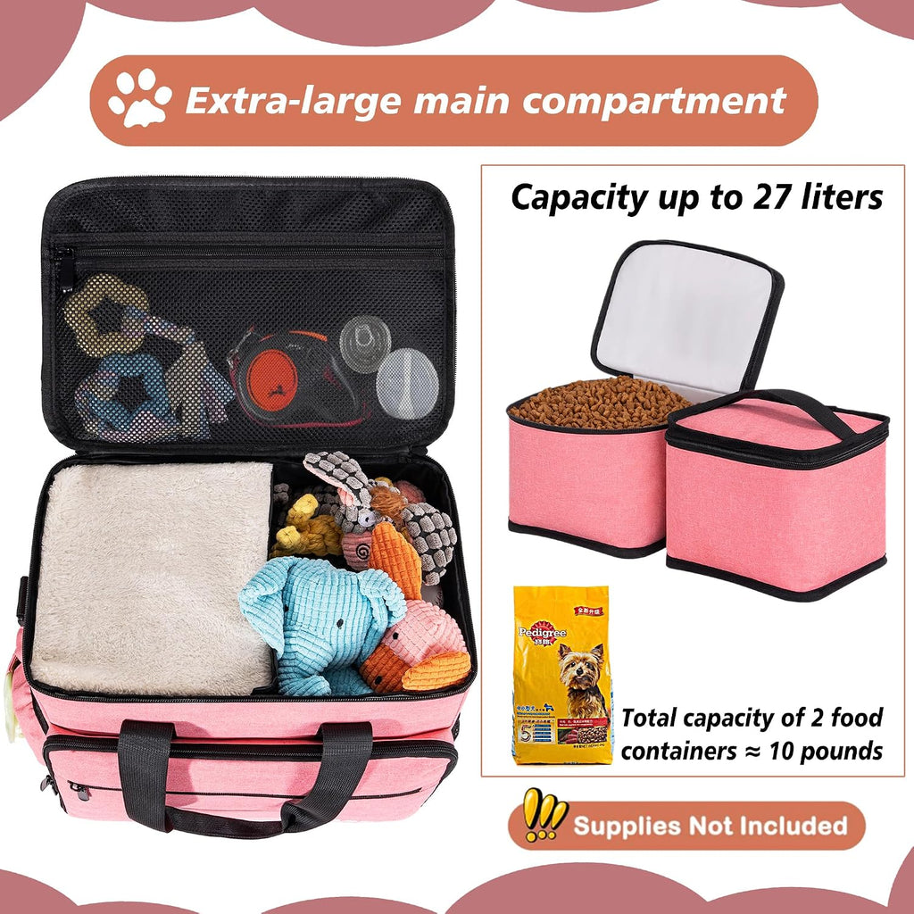 LASUK waterproof puppy travel backpack with feeding mat flap