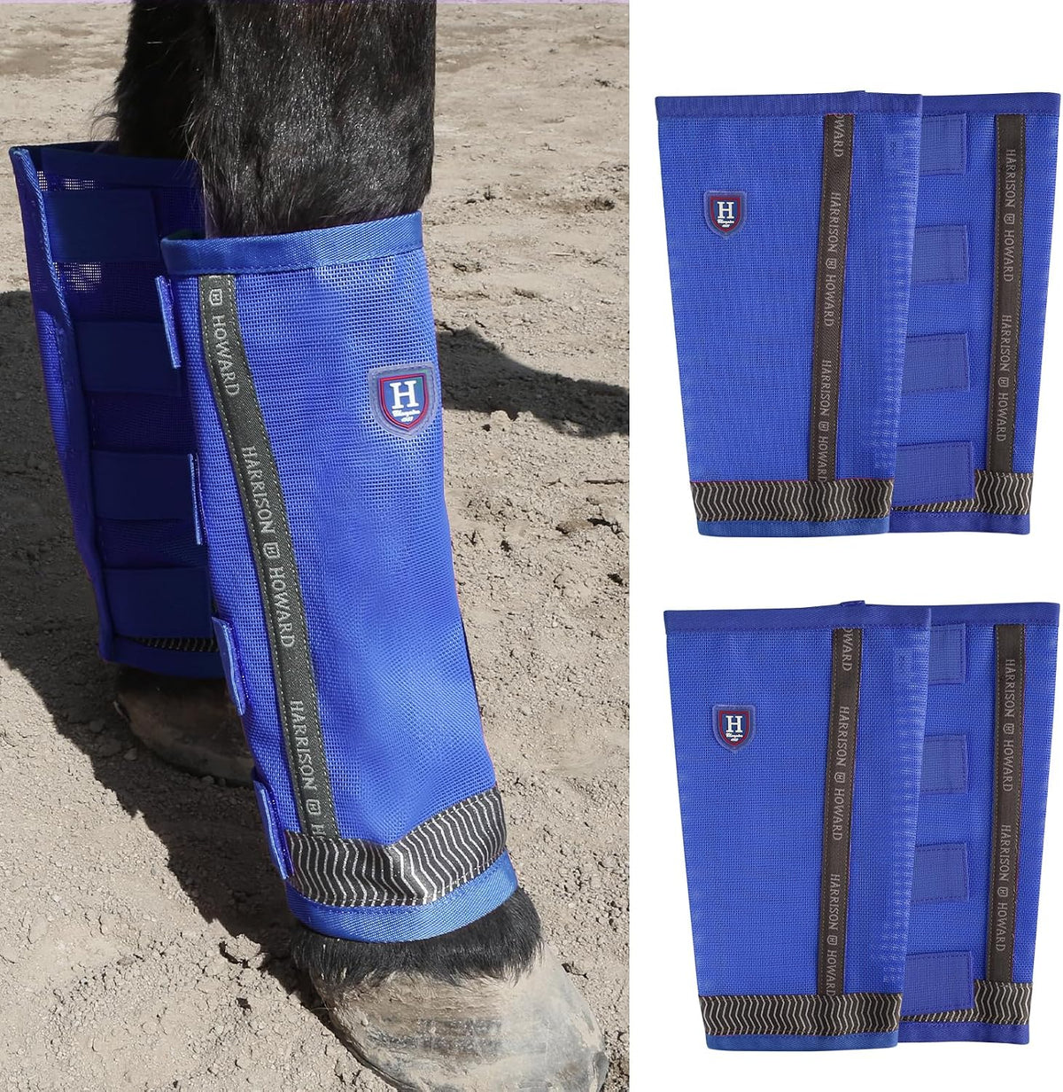 Harrison Howard Loose-Fitting Horse Fly Boots UV-Protective, Durable Fine Mesh Leggins with Reflective Strips (Set of 4) - Image 10
