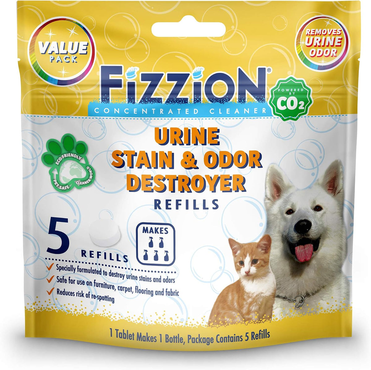 Fizzion Urine Pet Stain and Odor Destroyer 5 tablets pack front view