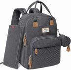RUVALINO dark gray diaper bag backpack front view with changing pad