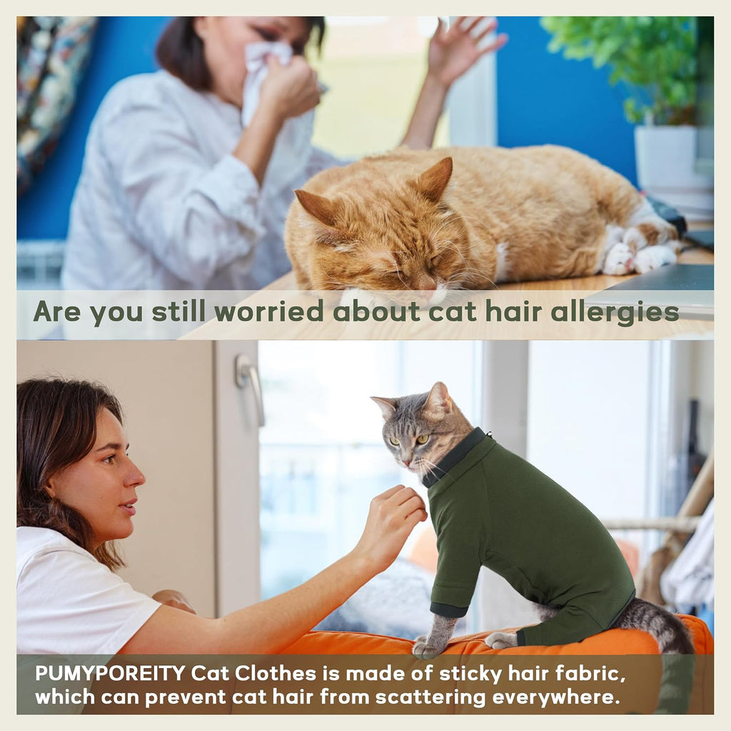 PUMYPOREITY green cat recovery suit post-surgery body protection