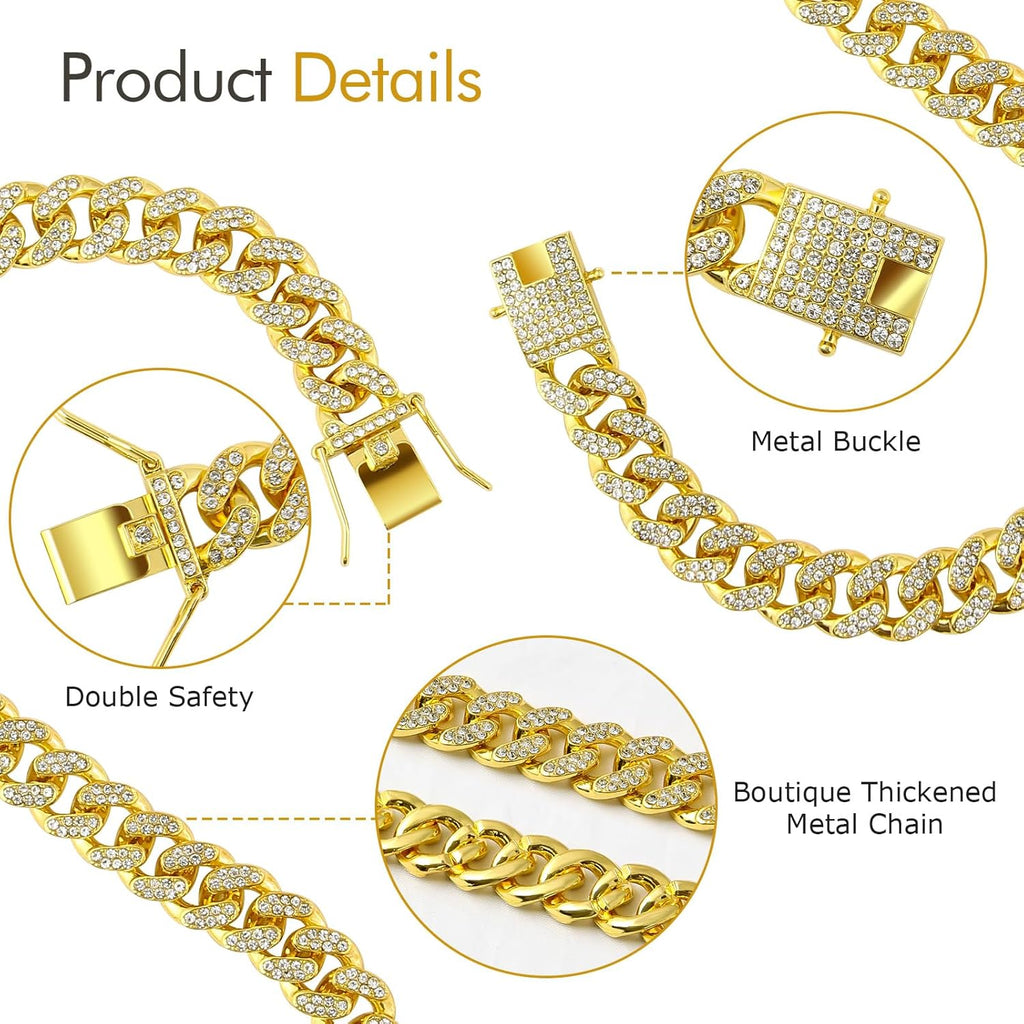 Product presentation of the Goetltsch gold plated dog chain showing the sparkling shine and elegant presentation.