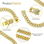 Product presentation of the Goetltsch gold plated dog chain showing the sparkling shine and elegant presentation.