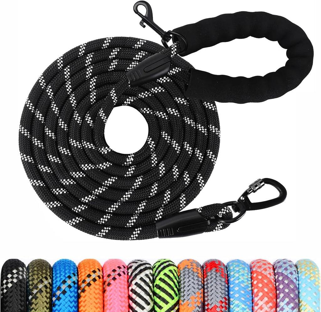 Wodondog long dog training leash front view showing the reflective nylon rope.