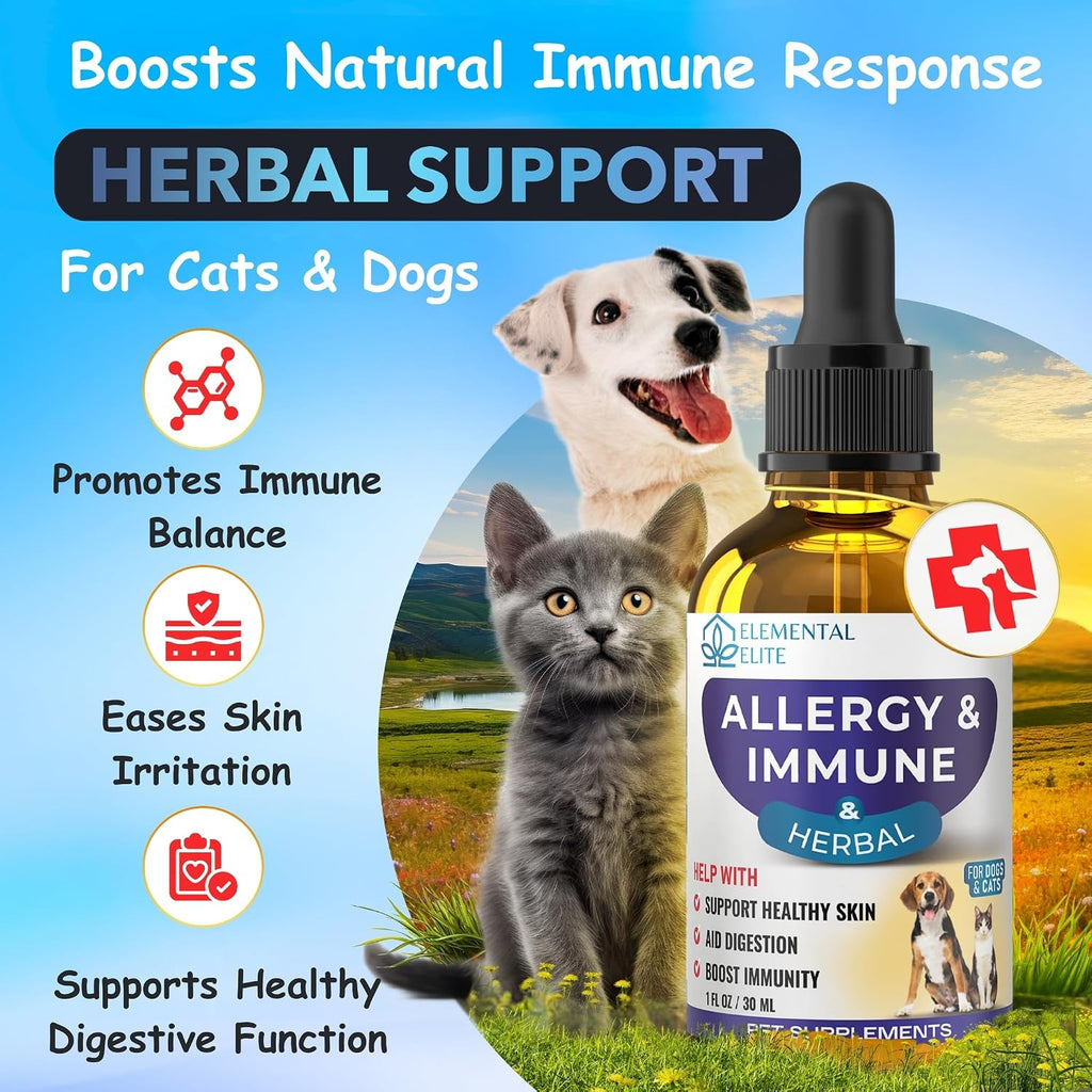 Natural anti itch herbal drops for pets suffering from seasonal skin irritation