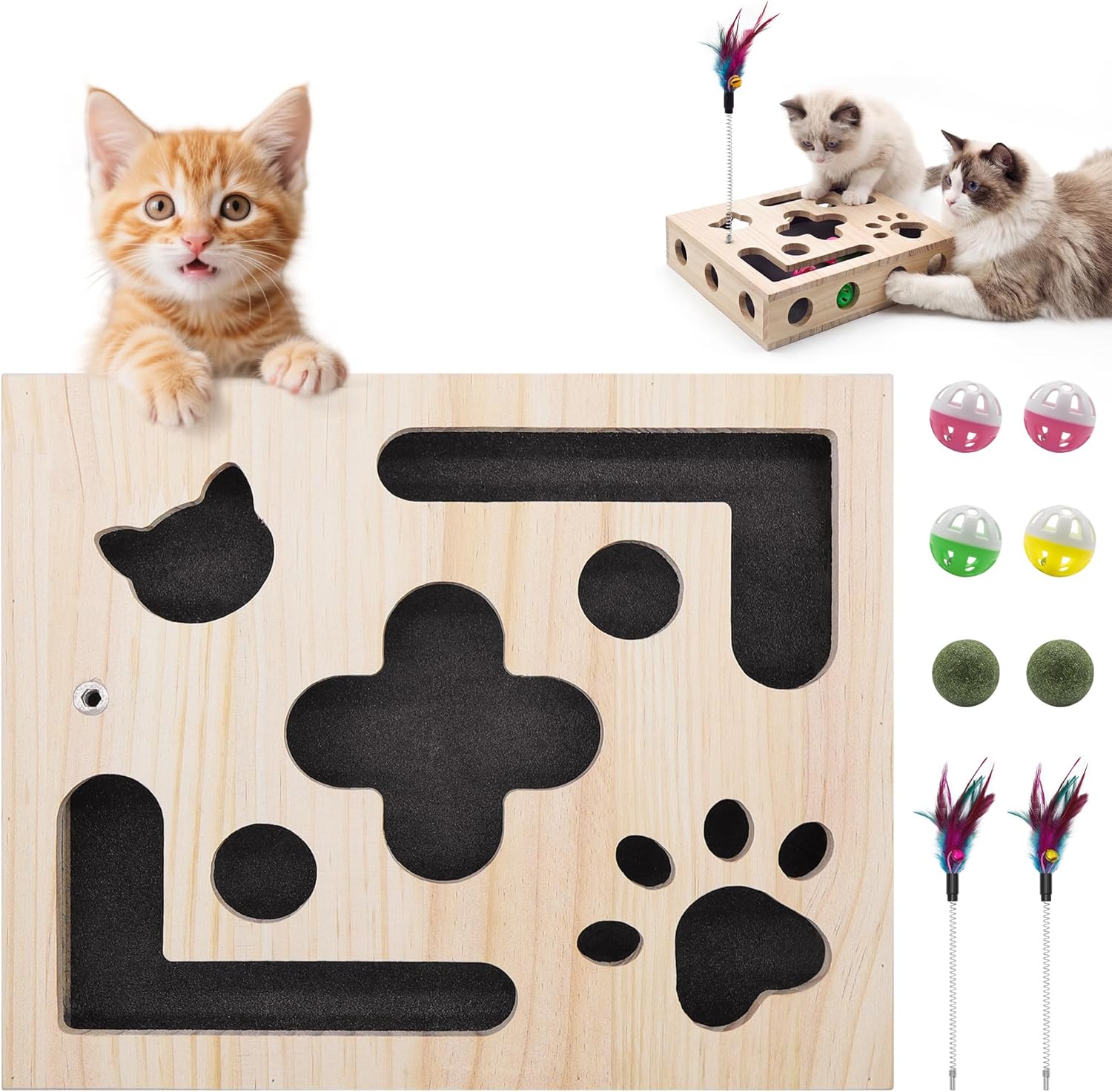 RoadAlchemist cat scratch puzzle enrichment box front view for natural claw care