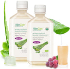 AloeCure Organic Aloe Vera Juice Grape Flavor front view bottle
