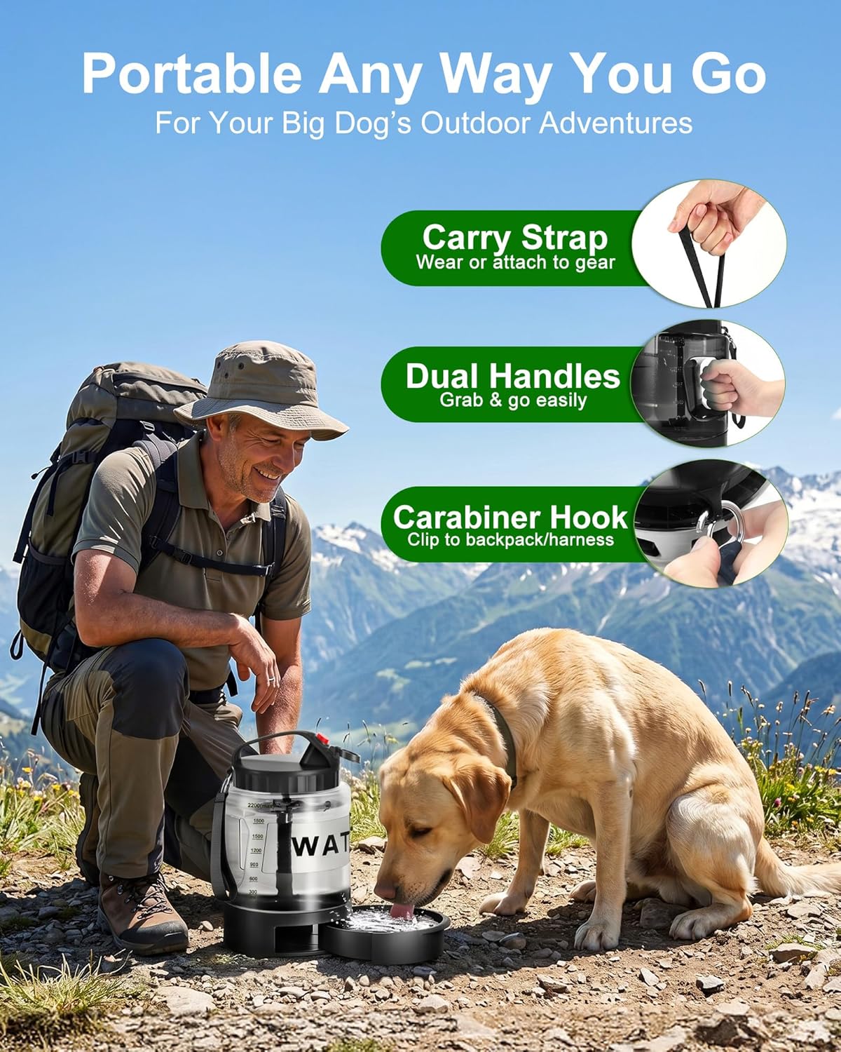 BPA free food grade pet hydration bottle showing secure silicone seals.