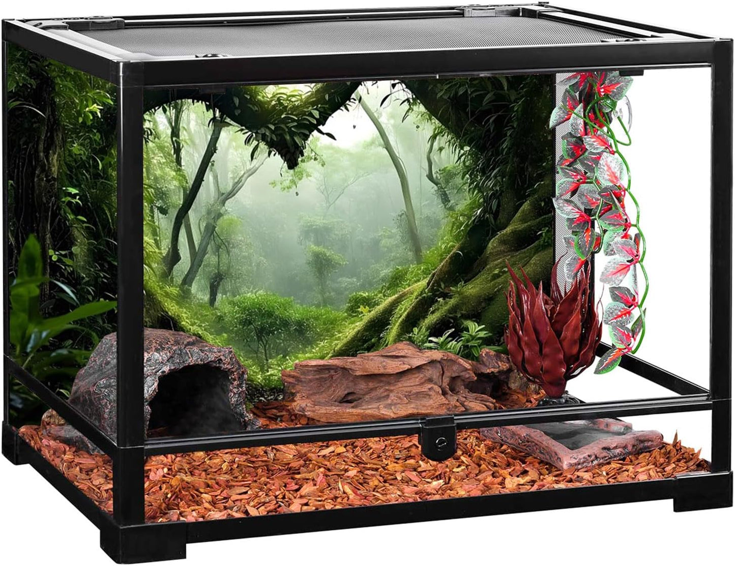 AWERT Polyester Aquarium Backdrop displaying an HD printed giant ancient tree for realistic fish tank decoration.