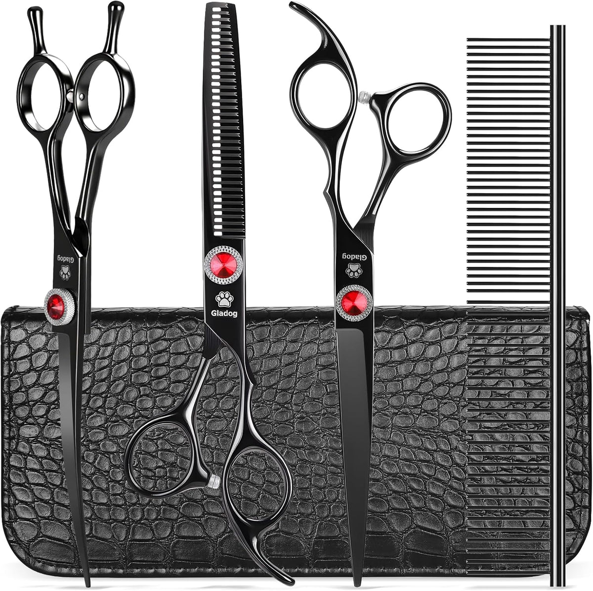 GLADOG Professional 5 in 1 Dog Grooming Scissors Set with Safety Round Tips, Sharp and Heavy-duty Pet Grooming Shears for Cats - Image 11