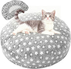 Youyole waterproof round pet bed cover front view showcasing the soft gray fabric and star print