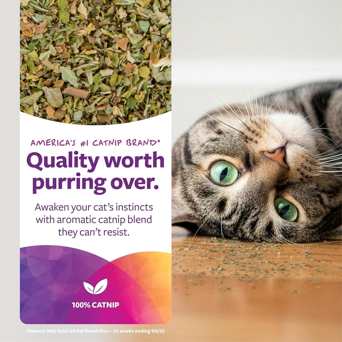 SmartyKat 100 percent natural catnip 2 ounces canister label details