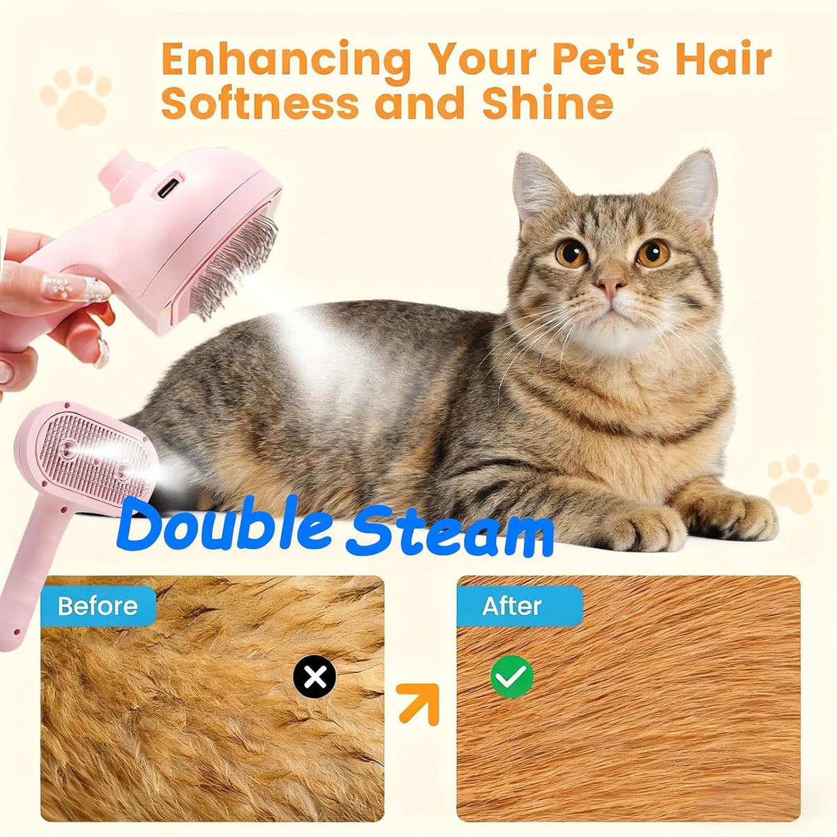 Ergonomic handle structure and charging port layout of the pink pet grooming tool