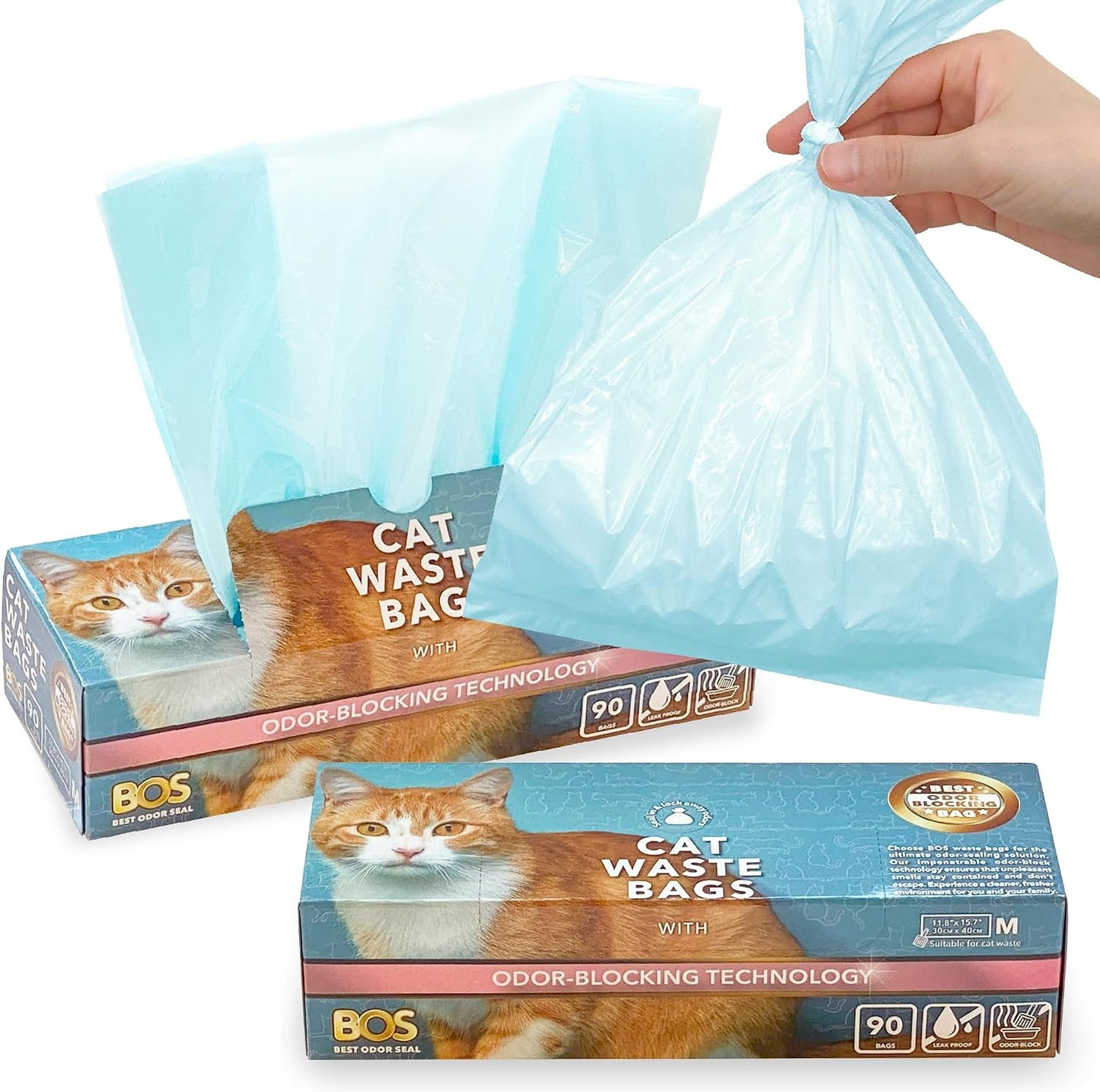 BOS Amazing Odor Sealing Cat Waste Disposal Bags front view packaging