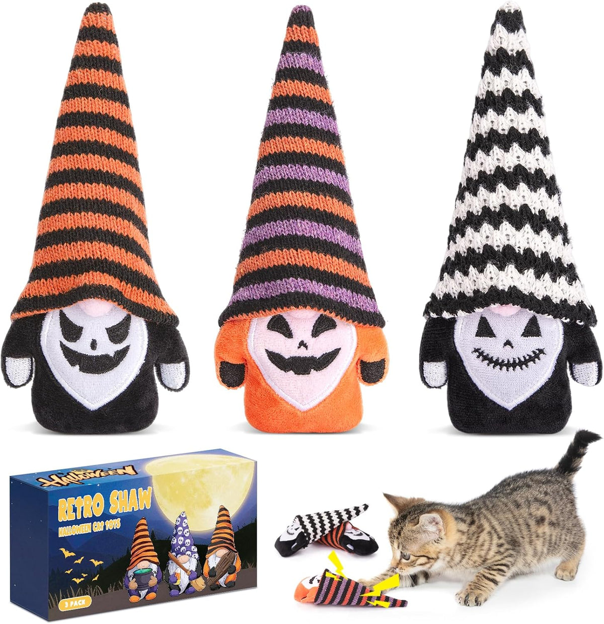 Retro Shaw Refillable Catnip Toys Pillow with Crinkle Sound, Interactive Kicker Cat Toys for Indoor Kittens, Soft Plush Kitty Kick Drives Bored Cat Crazy with Fun - Image 11