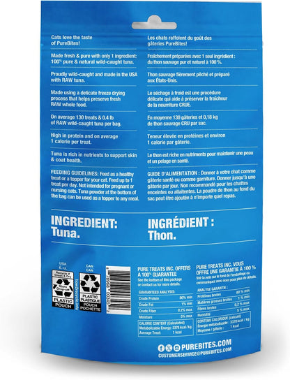 PureBites freeze dried wild caught yellowfin tuna treats single ingredient label