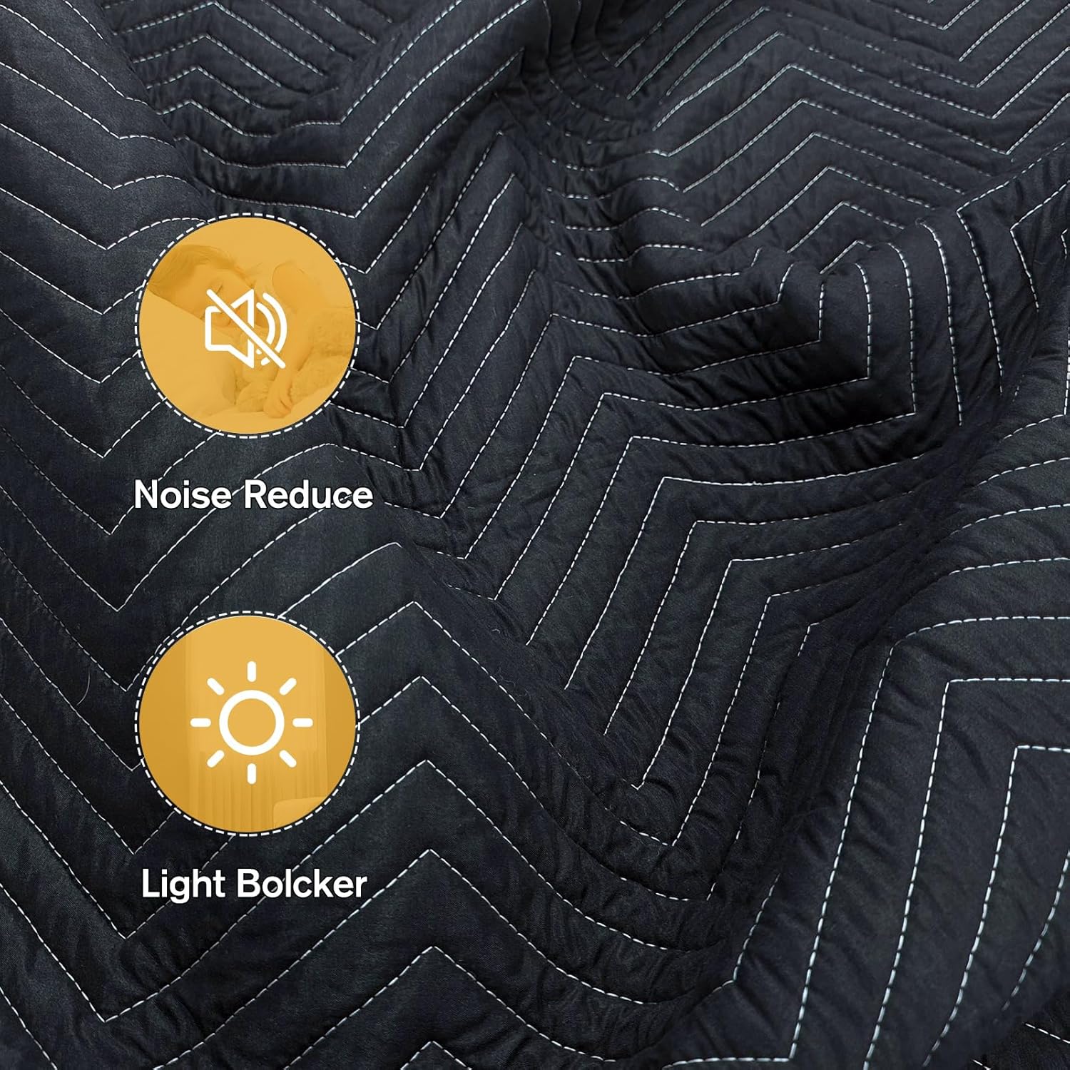 Thick polyester fiber fabric layer detail of the JZHLLA noise reduction acoustic blanket.