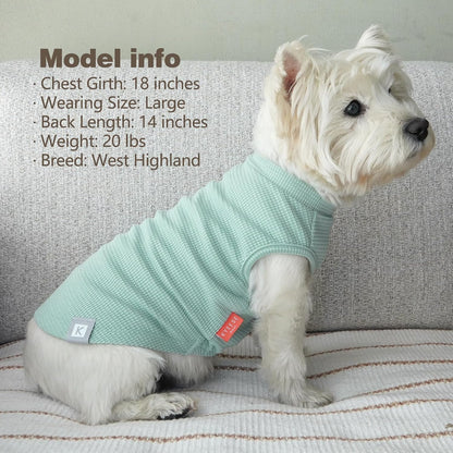 KYEESE 2Pack Waffle Dog Shirts, Lightweight Sleeveless Dog T Shirts for Small Dogs Boy Girl, Breathable Pet Vest Comfortable Tank Top Soft Dogs Clothes for Daily Wear, Green+Striped, M - Image 9