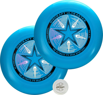 Underneath view of the Discraft Ultra Star sport disc highlighting the rigid polymer construction