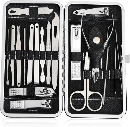 Iufqozg 19 in 1 professional stainless steel manicure set front view