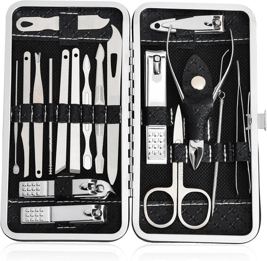 Iufqozg 19 in 1 professional stainless steel manicure set front view