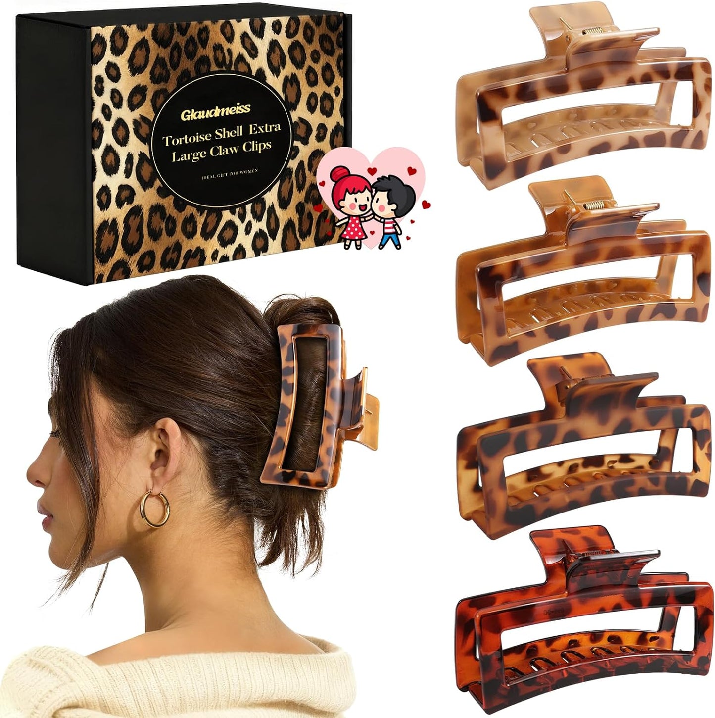Glaudmeiss extra large tortoise shell claw clip front view