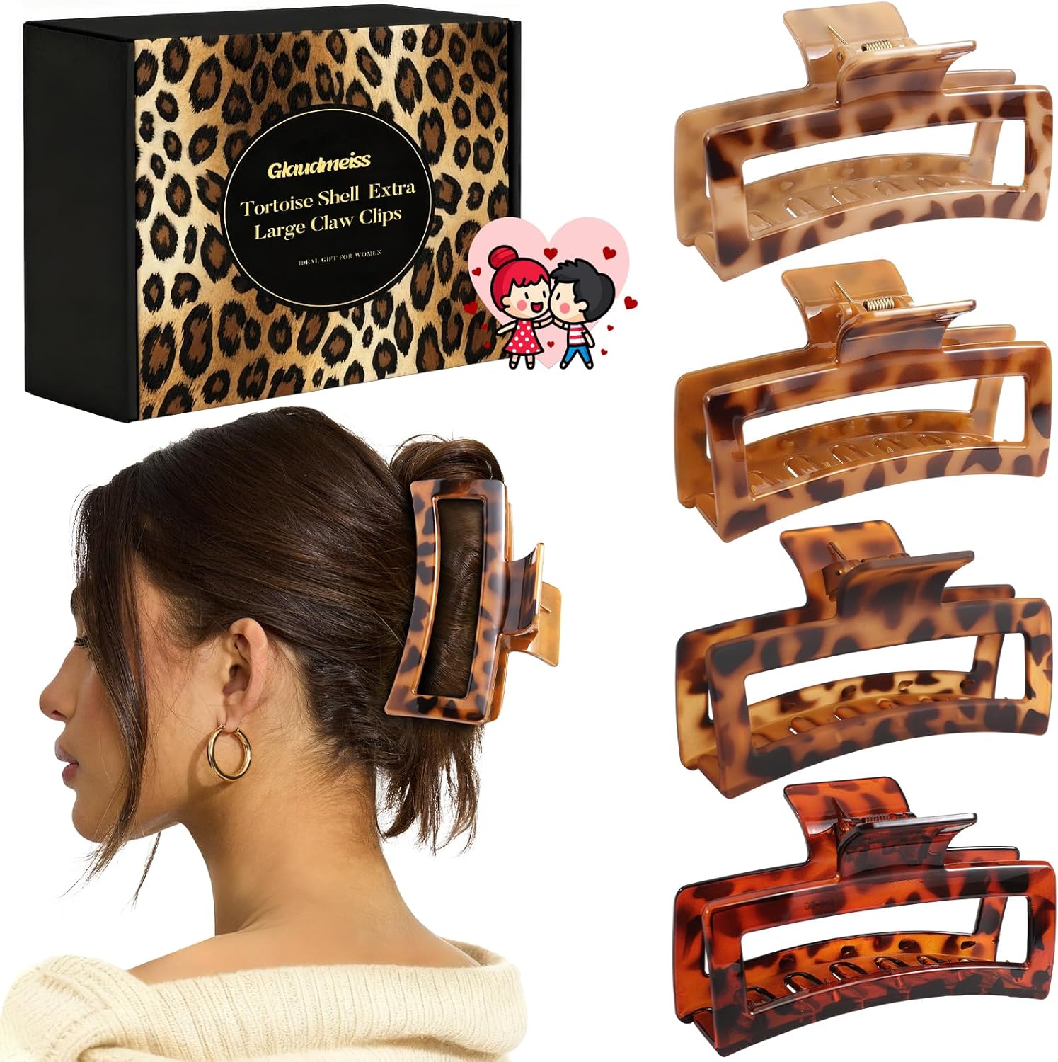 Glaudmeiss extra large tortoise shell claw clip front view