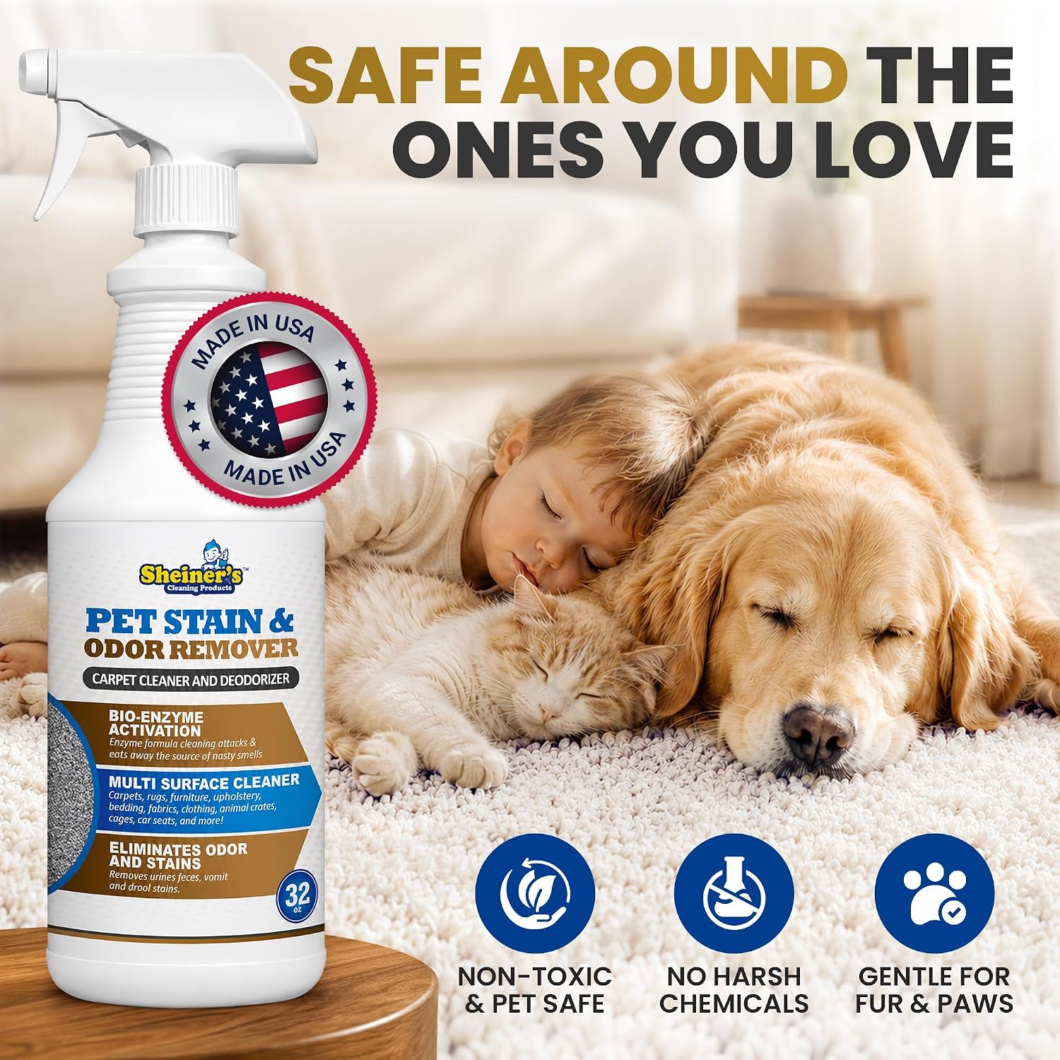 Sheiner's pet stain and odor remover bottle with trigger spray nozzle