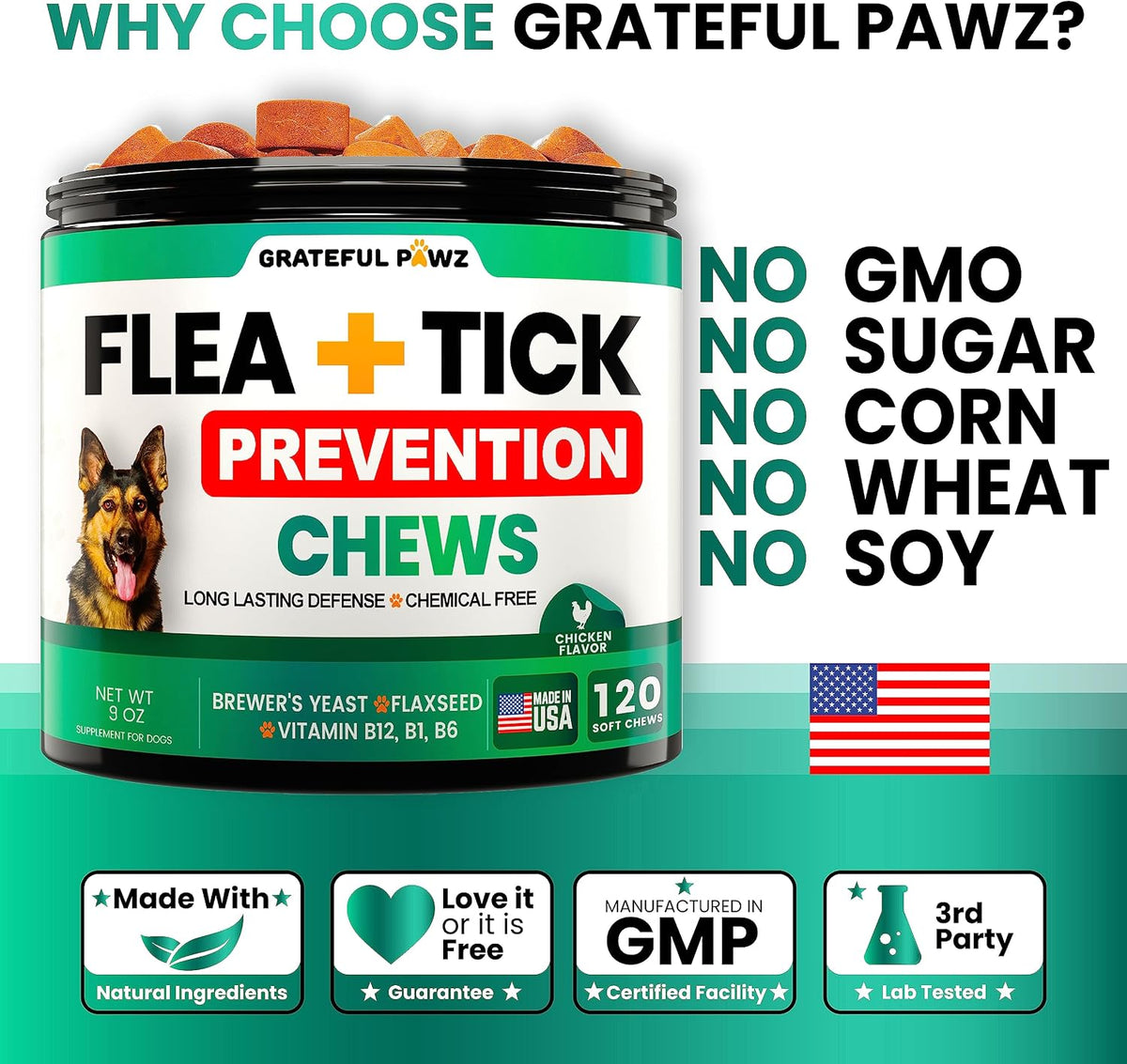 Premium dog pest control tablets for puppies and senior dogs.