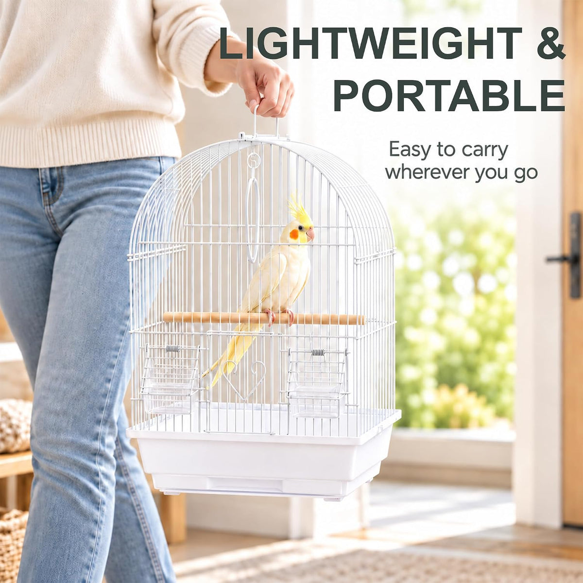 Small Bird Cage, Lightweight Hanging Travel Cage with Removable Tray - Image 2