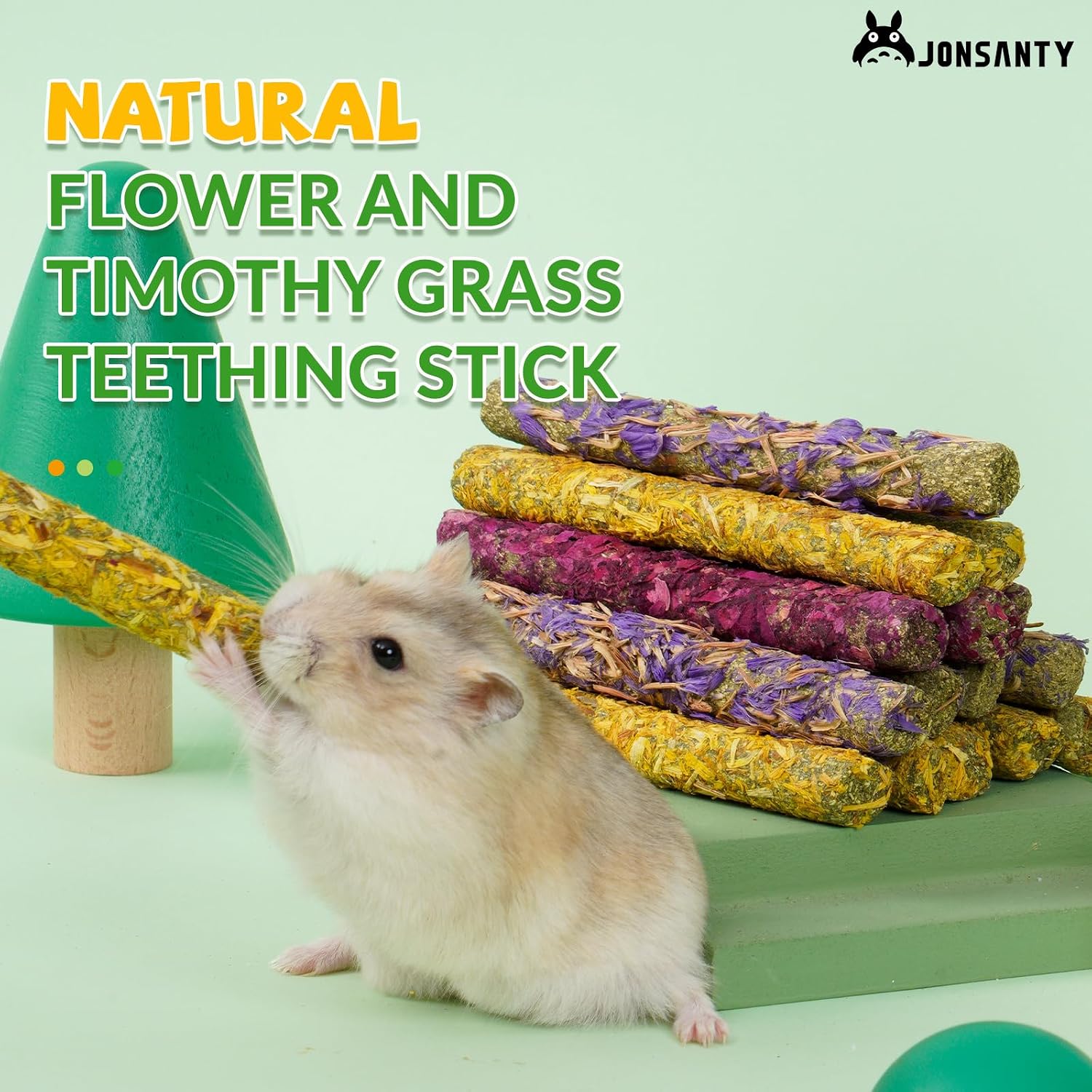 Healthy timothy grass sticks and herbal treat variety pack for bunny dental health