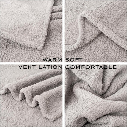 Beige and gray square moon small animal blankets neatly stacked together.