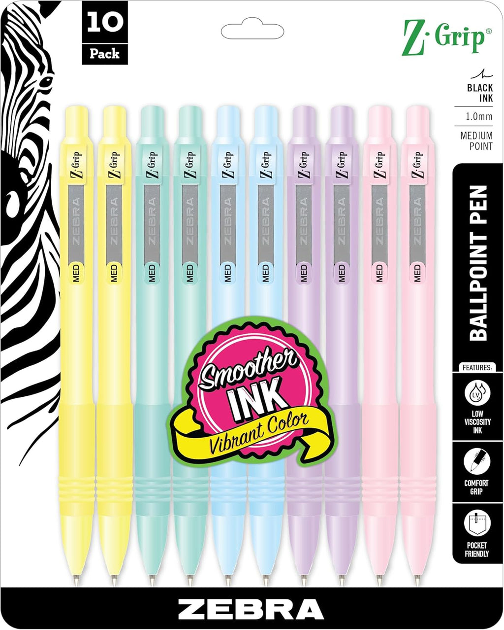 Zebra Pen Z-Grip Retractable Ballpoint Pen, Smooth-Flowing Black Ink, 1.0mm Medium Point, School & Office Supplies, Ideal for Note-Taking, Journal and Planner Use, 7-Pack (22271) - Image 12