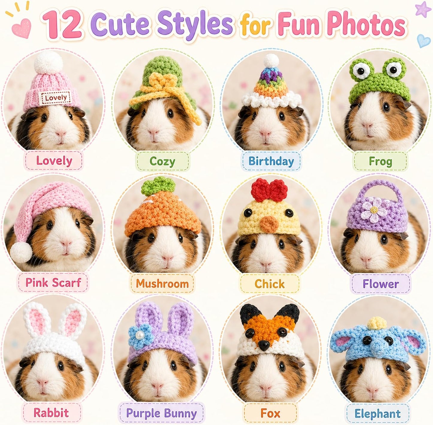 Crochet small animal clothes and costume accessories for bearded dragons