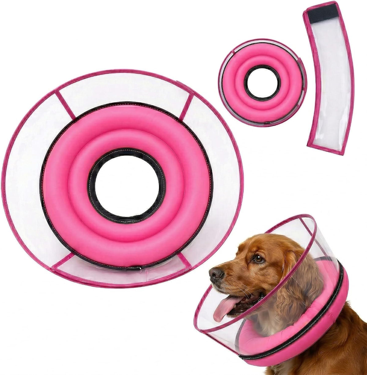 2-in-1 Soft Inflatable Dog Cone Collar Alternative with Enhanced Anti-Licking Guard Shield, Dog Collar After Surgery, Adjustable Recovery Cones for Large Medium Small Dogs and Cats(Blue, M+) - Image 12
