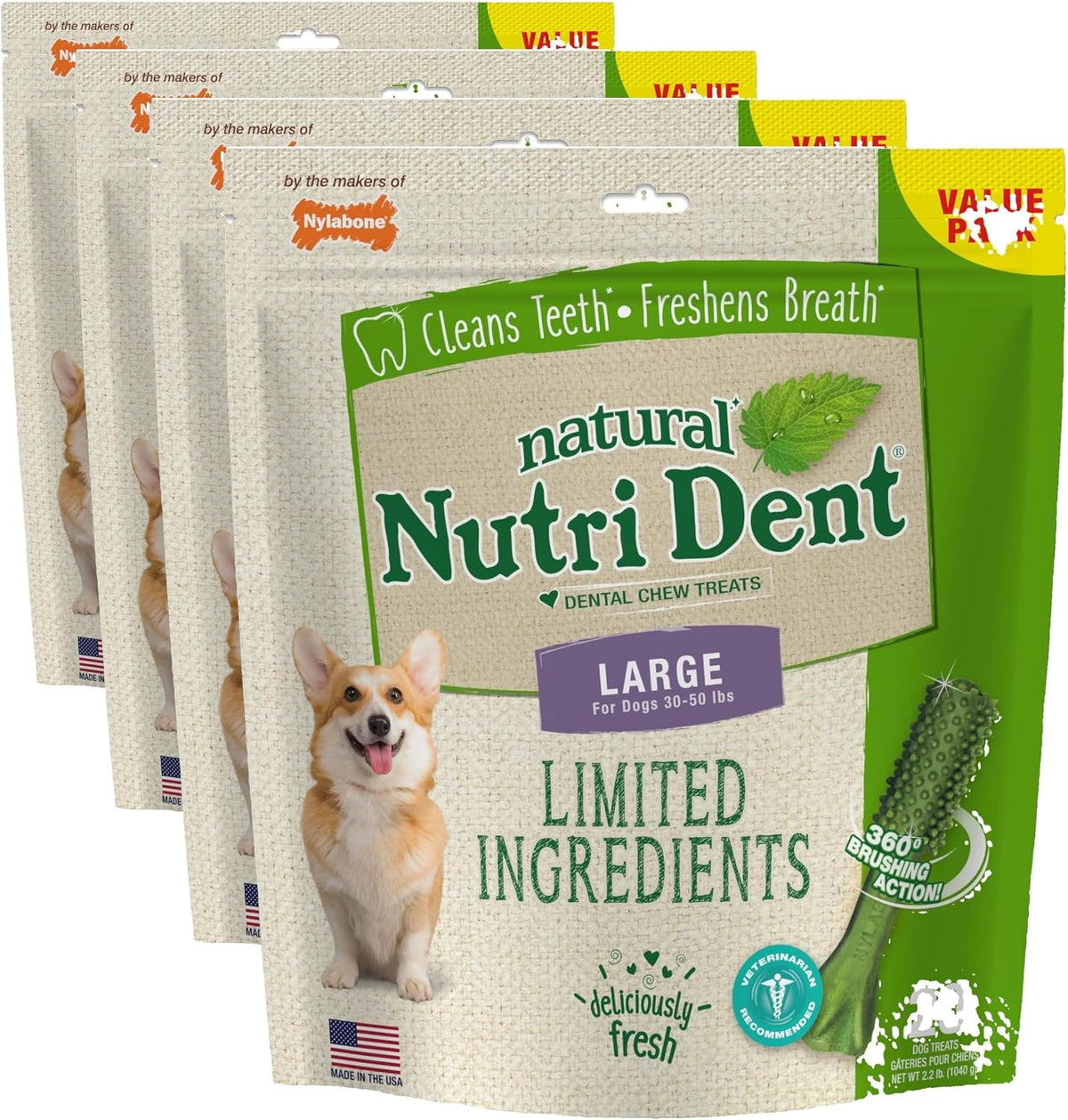 Nylabone Nutri Dent Dog Dental Chews - Natural Dog Teeth Cleaning & Breath Freshener - Dental Treats for Dogs - Filet Mignon Flavor, Large (20 Count) - Image 14