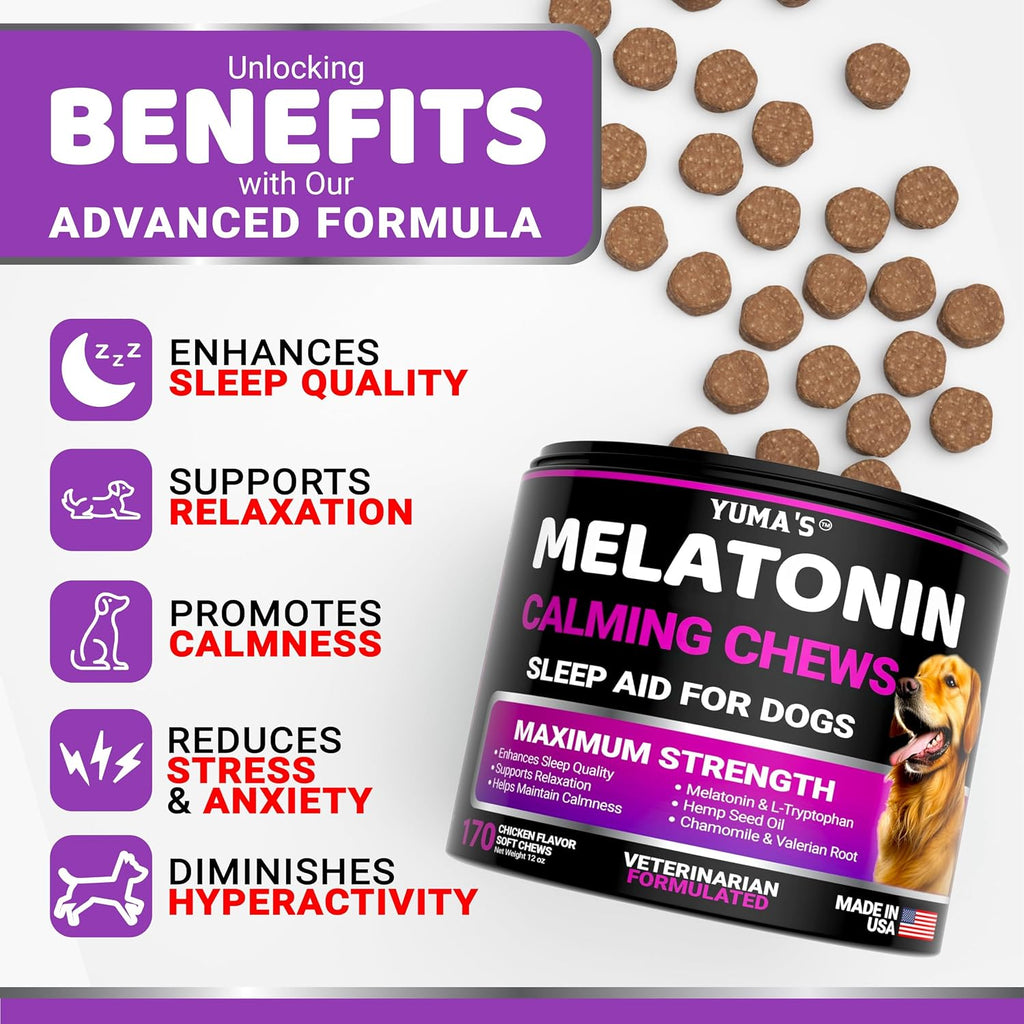 Yuma's calming chews for dogs natural supplement label