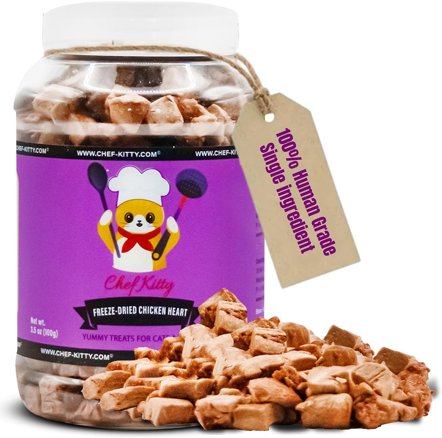 Chef Kitty single ingredient chicken hearts for dogs and cats