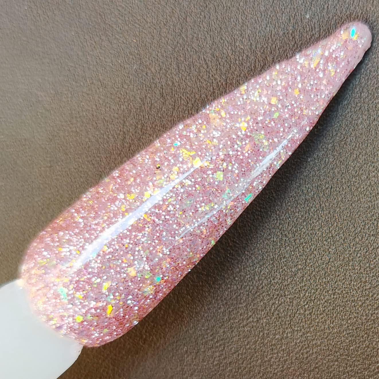Oumisaya holographic pink glitter nail dip powder jar front view