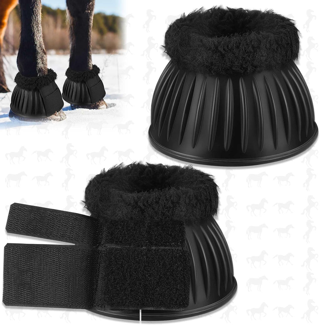 Abbylike rubber horse bell boots front view showcasing the black ribbed protective shell.