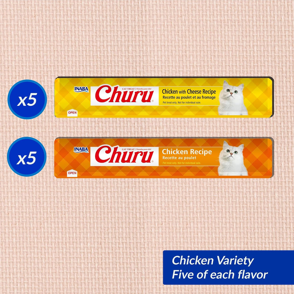 Cat happily licking Inaba Churu treat from tube