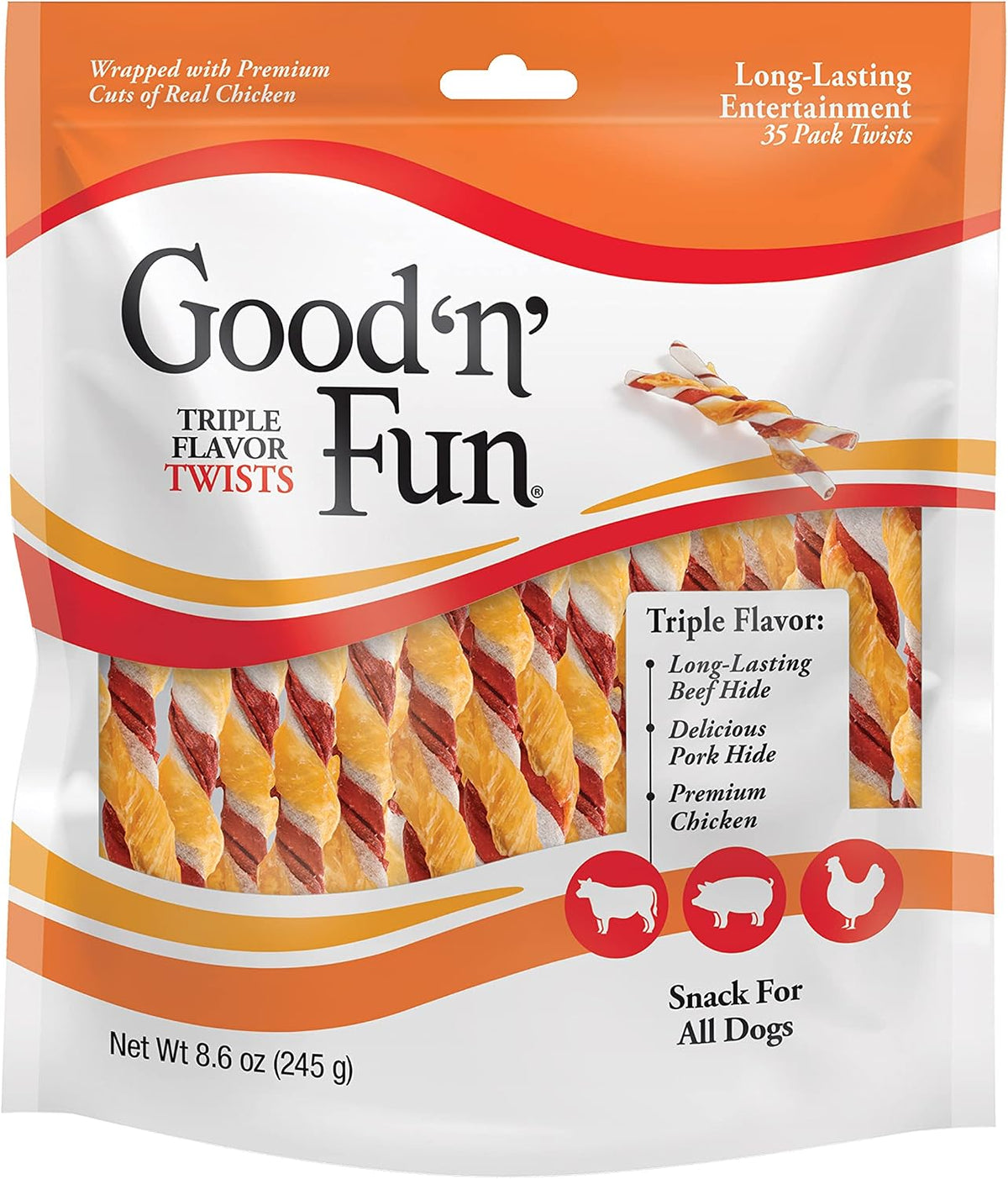 Good 'n' Fun Twists Long-Lasting Dog Treat, With Real Proteins, Beef Hide and Premium Chicken, Supports Dental Health, Mental Stimulation, 70 count - Image 10