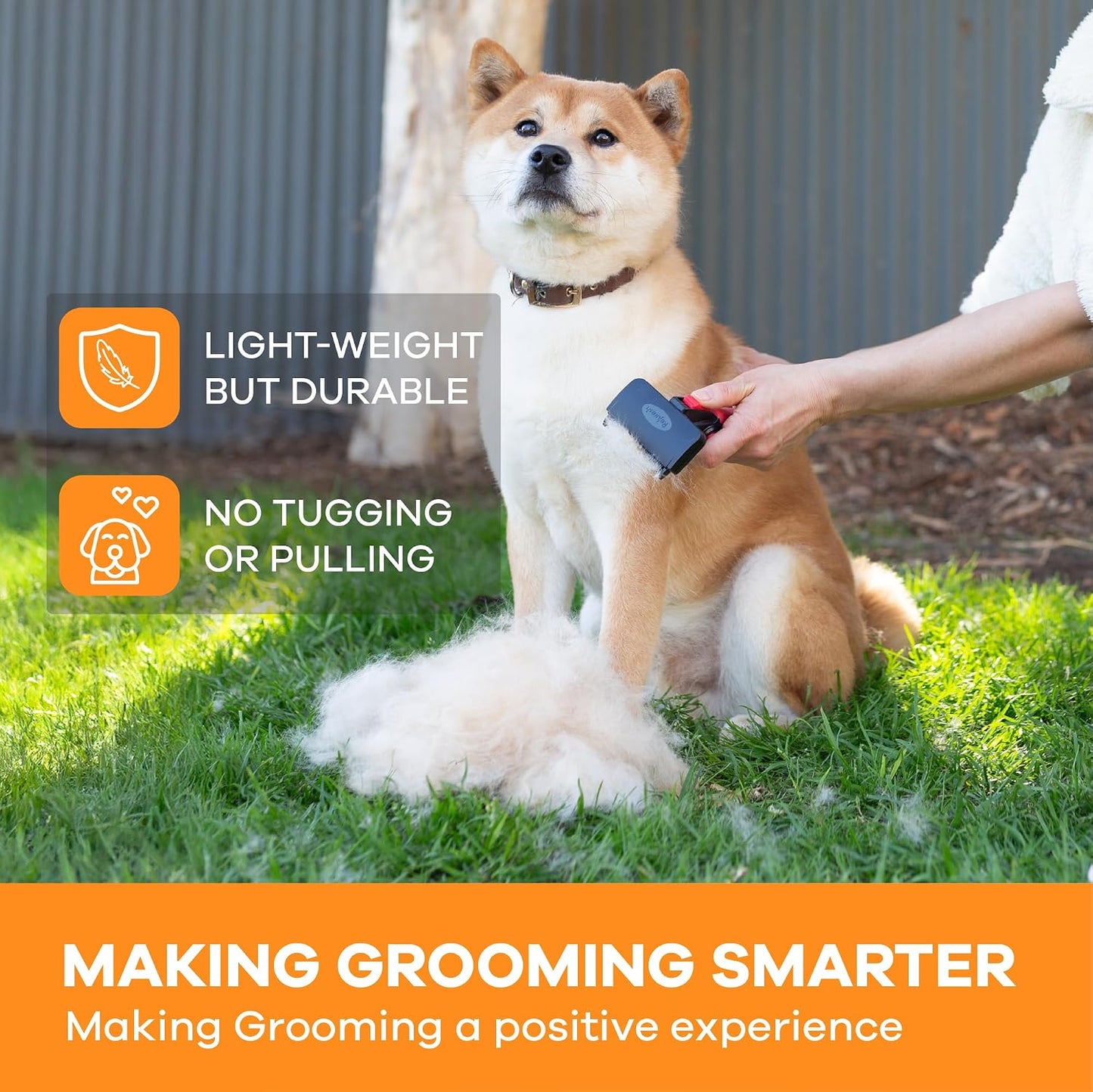 Refuresh short hair pet grooming tool close up of double C shaped teeth structure.