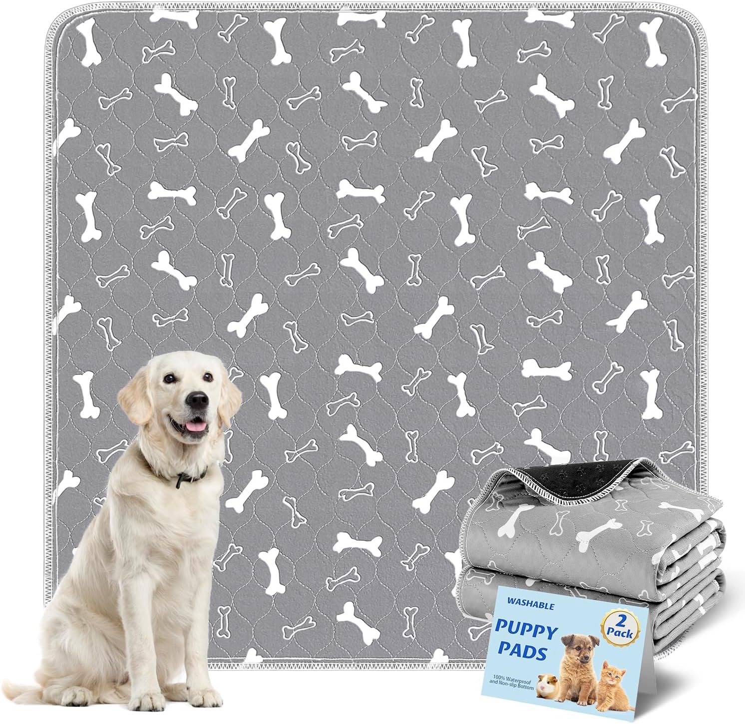 Washable Pee Pads for Dogs, 2Pack Reusable Puppy Pads, Fast Absorbent Dog Pee Pads for Crate Pet Training Pads, Waterproof Whelping Pads for Dogs Bed Mat Crate Indoor (Grey, 18x24) - Image 11