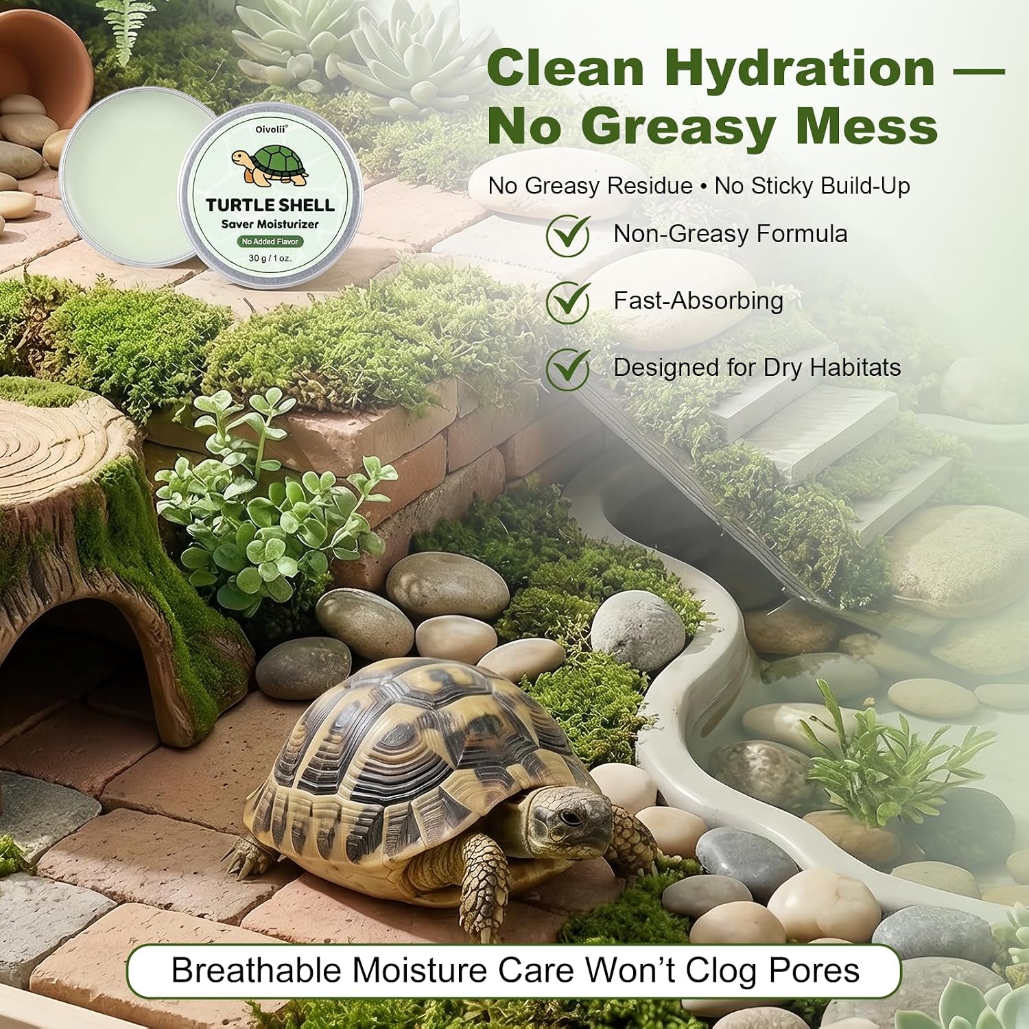 Reptile shell conditioner for dry tortoise skin