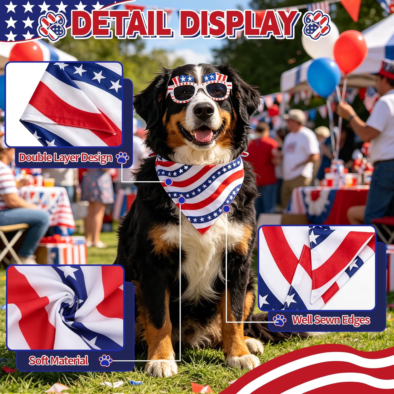 Miucat reversible stars and stripes pet scarf