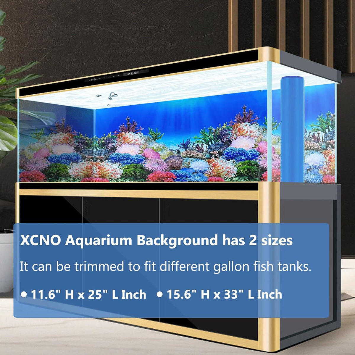 XCNO double sided fish tank wallpaper decoration displaying colorful sea anemone design