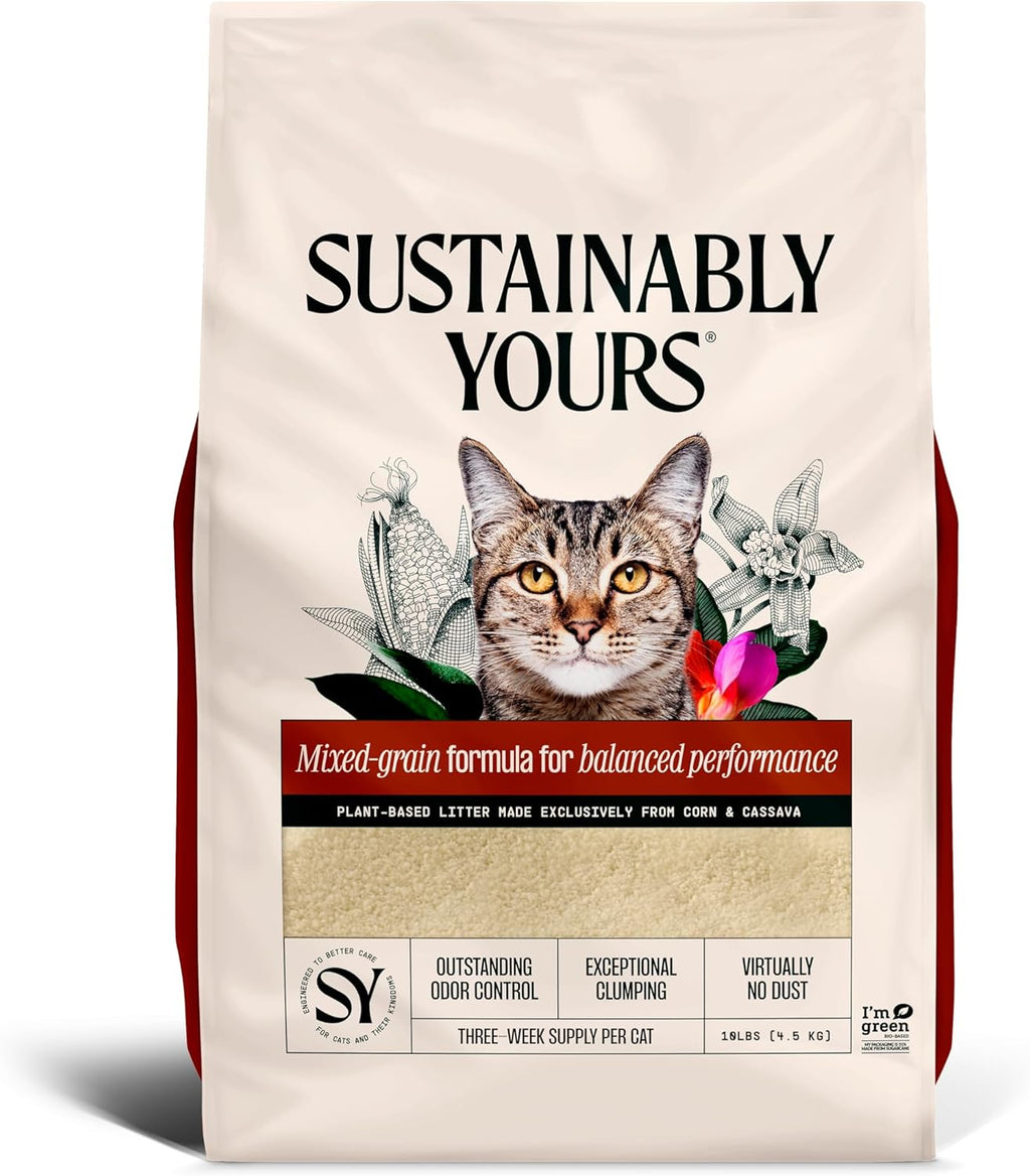 Sustainably Yours plant based litter for multi-cat households