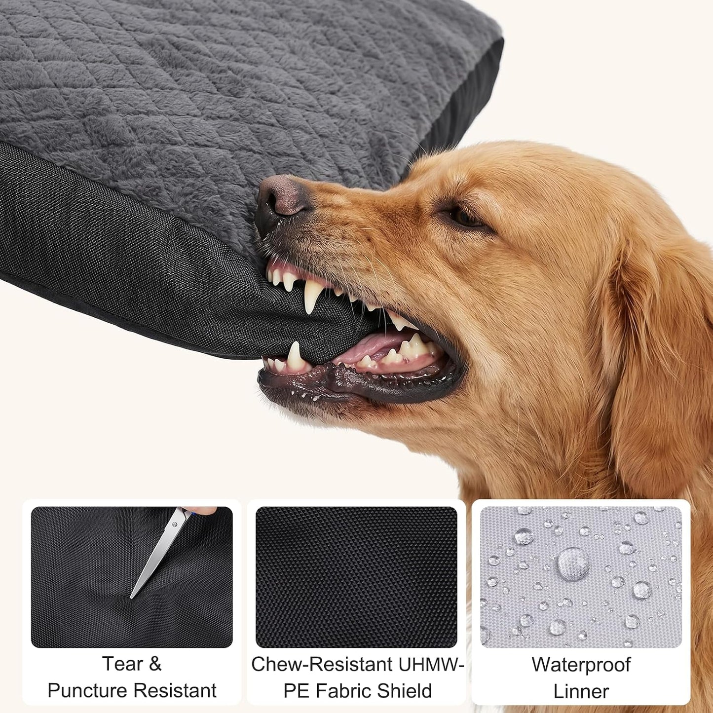 Close up of tear resistant fabric on Gasur dog bed